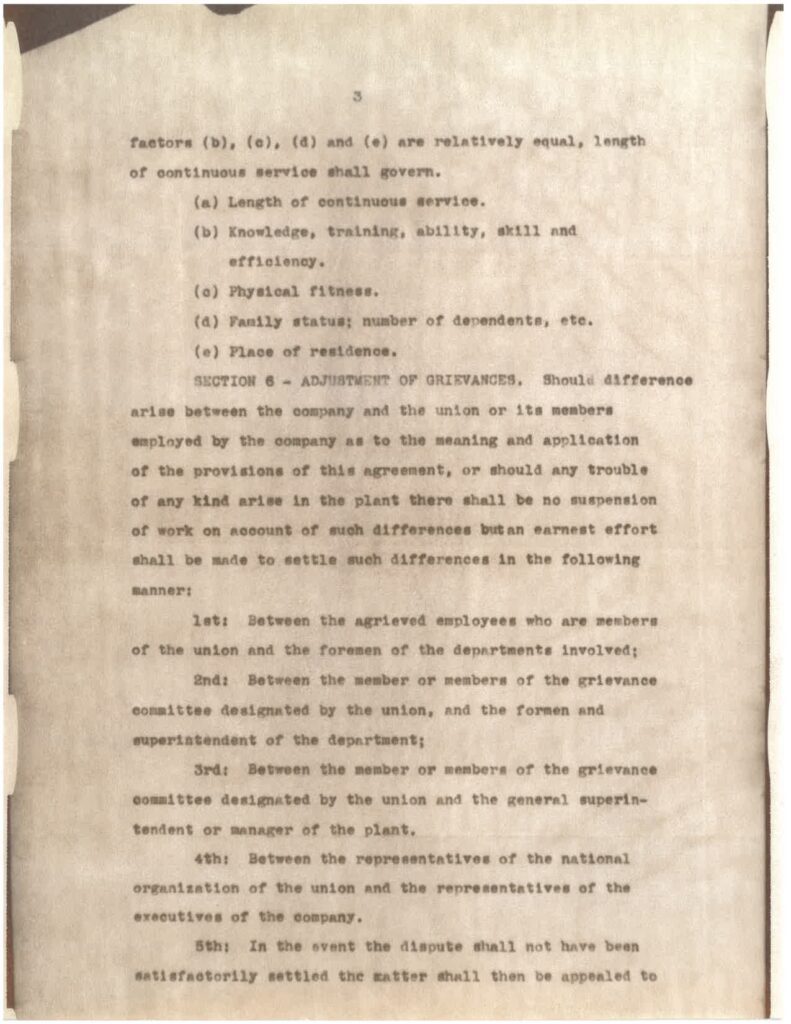 Image of original union contract