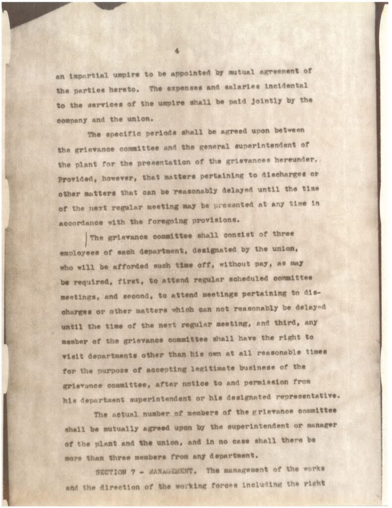 Image of original union contract