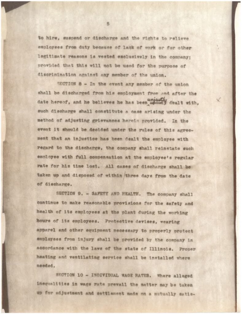 Image of original union contract