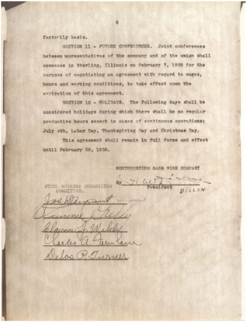 Image of original union contract